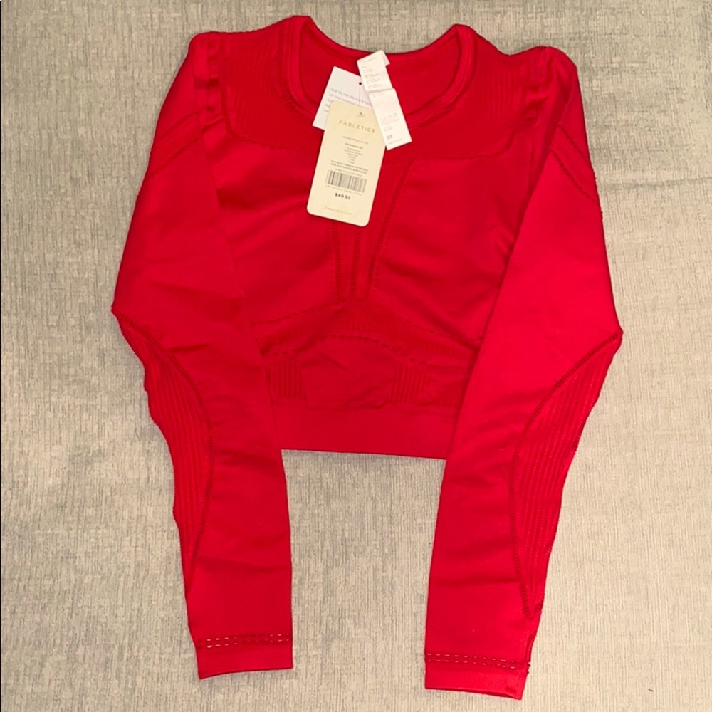 Fabletics Jaymee Long Sleeve top, Red, Med